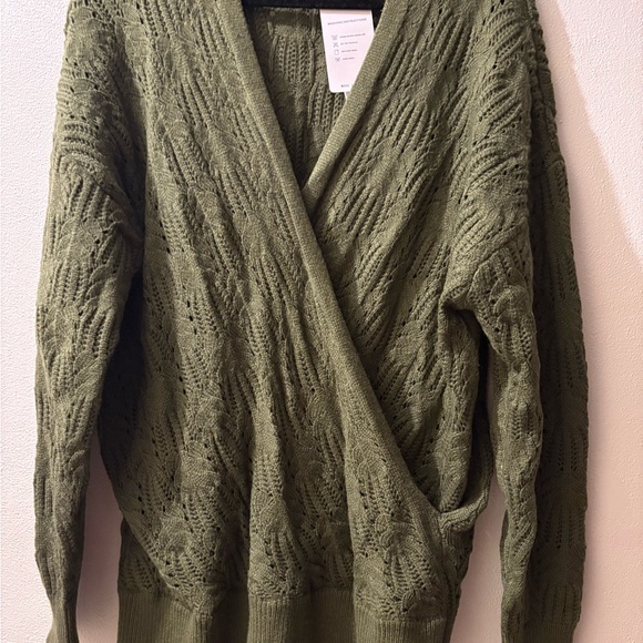 Merokeety XXL Olive Green Women's deep v-neck Sweater - Picture 11 of 11